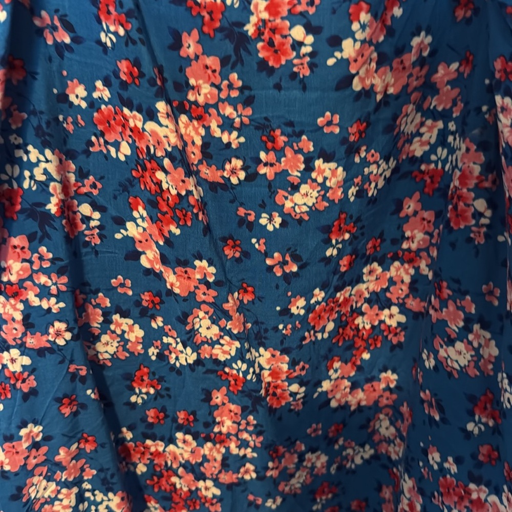 Pixley Tank Top Spaghetti Strap Bright Blue Floral Womens Medium Made USA Rayon - Picture 6 of 7